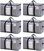 TAILI Extra Large Moving Bags, 6 Pack Silver Heavy Duty Totes for Storage with Visible Window, Wrap Around Handles, Storage Bags for Space Saving, Alternative to Moving Boxes