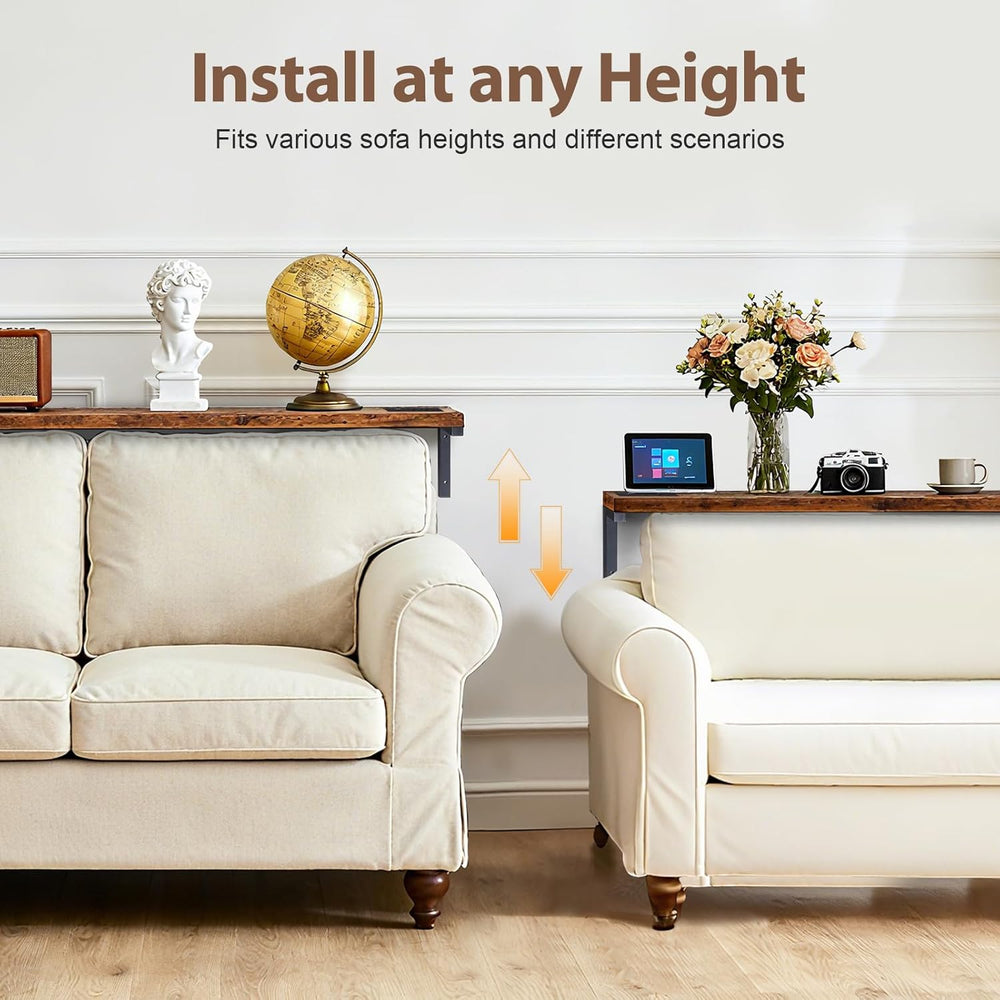 70.8" Narrow Console Table with Outlet, 5.9" Sofa Table Behind Couc...