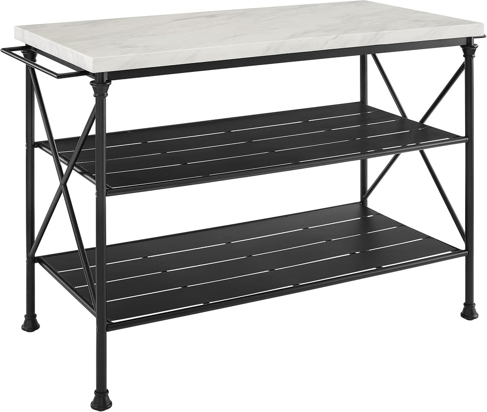 Crosley Furniture Madeleine Kitchen Island with Shelves for Storage, Microwav...