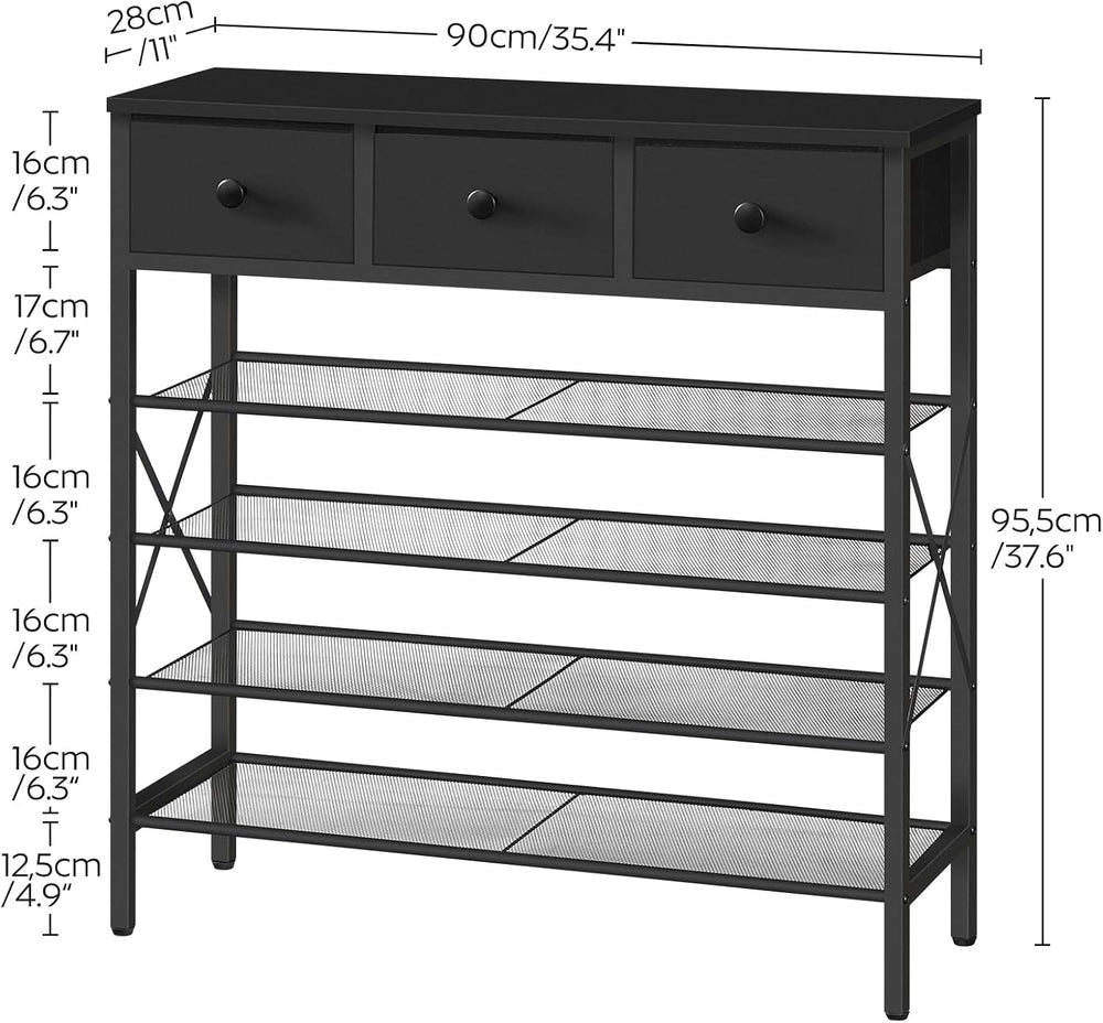 5-Tier Shoe Rack with 3 Drawers, Metal Shoe Organizer for 20 Pairs with Stora...