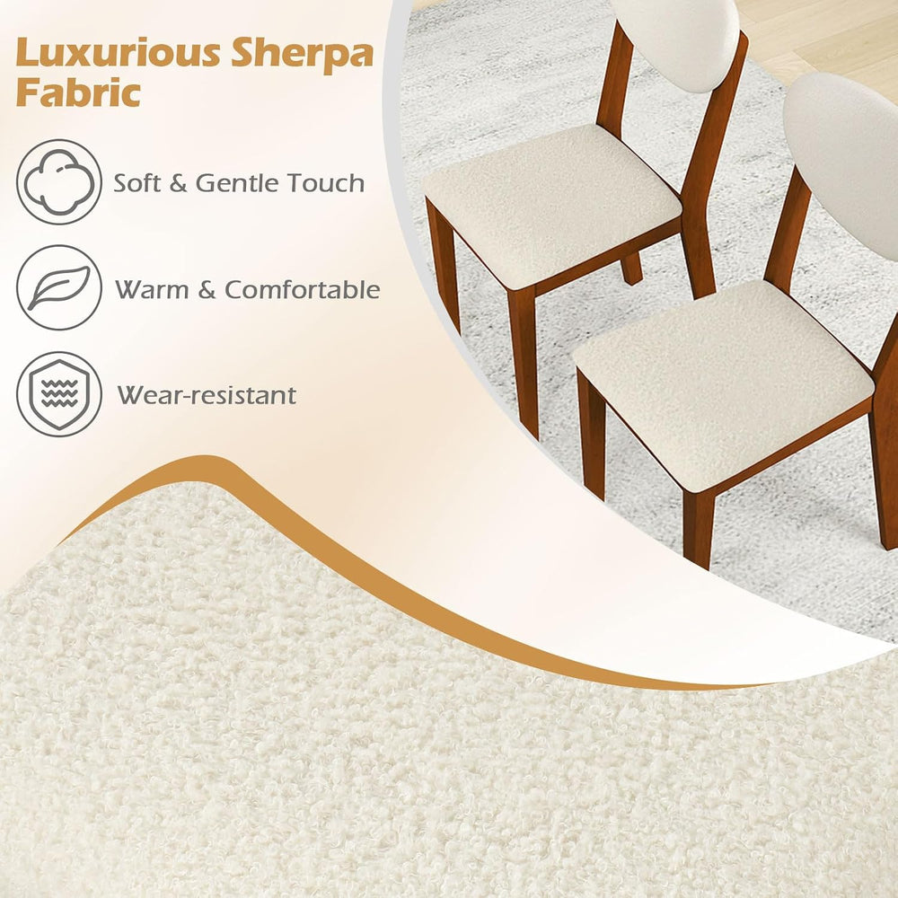 Giantex Sherpa Dining Chairs Set of 4, Modern Kitchen Chair w/Rubber Wood Leg...