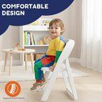Giggle & Play Kids Folding Chair, 2 Pack - Toddler Beach & Camping Chair | Portable Folding Chairs for Kids & Toddlers, Lightweight for Beach, Camping & Sturdy Backrest, Easy Fold - White