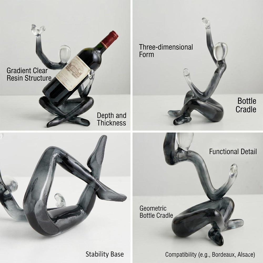 Thinker Statue Wine Rack, Gray Modern Rack for Kitchen Table Decor | Modern G...