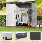 KINYING Outdoor Vertical Storage Shed,57 Cu.ft Outdoor Storage Cabinet Waterproof,Resin Sheds & Outdoor Storage Clearance for Garden,Patio,Backyard,Lockable (Grey)