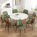 Dining Chairs Set of 8, Mid Century Modern Dining Room Chair, Upholstered Faux Leather Kitchen Chairs with Thick Cushion and Walnut Bentwood Back for Kitchen Dining Room, Green