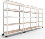 HOMEDANT House White 5-Tier Metal Boltless Rolling Cart Shelf Rack Casters Heavy Duty Wheel Shelving Unit Adjustable Storage Shelves Organizer Shelf Kitchen Garage 48.1" W x 18.5" D x 75.4" H 3Pack