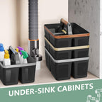 Black Shower Caddy Portable: Plastic Bathroom Caddy Organizer with Handle and Holes, Cleaning Caddy, Hard Shower Basket Storage Tote for Toiletry, College Dorm Room Essentials for Men