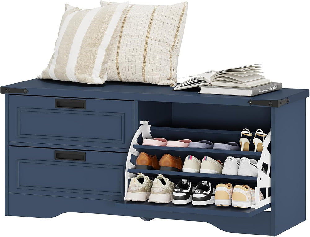 FATORRI 41 Inch Storage Bench, Industrial Shoe Bench for Entryway, End of Bed...