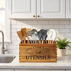 Acacia Wood Kitchen Utensil Holder Countertop Large Cooking Spoon Organizer | Farmhouse Wooden Spatula Holder for Party Counter Utensils Caddy Rustic Kitchen Accessories Decor Extra Large Utensil Crock