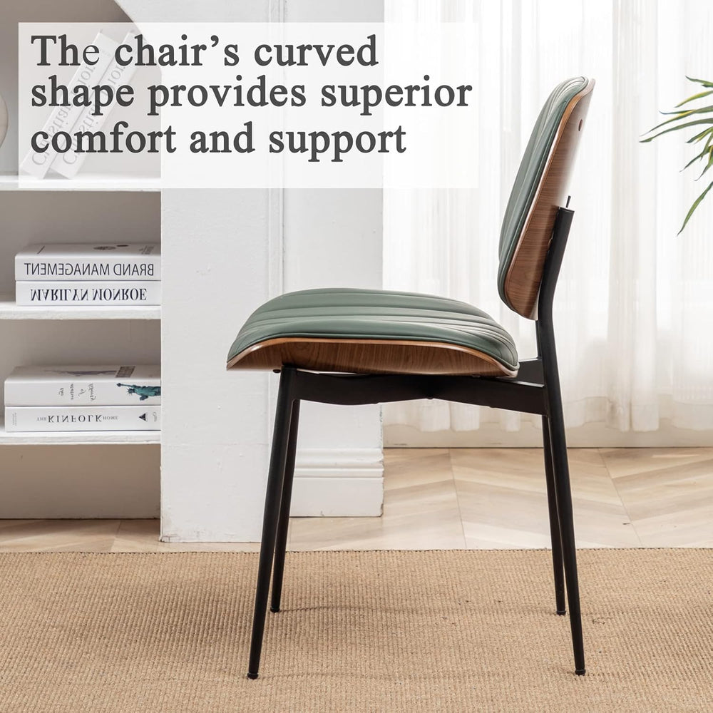LUNLING Dining Chairs Set of 2 Mid Century Modern Retro Faux Leather Chair wi...