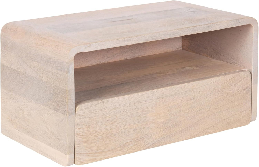 Kate and Laurel Kato Modern Mango Wood Floating Side Table with Drawer, 18 x ...
