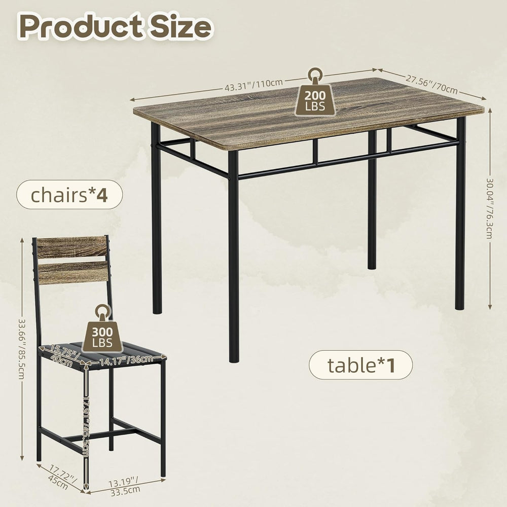 Dining Table Set for 4, Kitchen Table and Chairs for 4