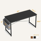 Cubiker Computer Desk 63 inch Home Office Writing Study Desk, Modern Simple Style Laptop Table with Storage Bag, Black