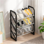 Simple Shoe Rack Ladder Style Shoe Cabinets Portable Doorway Shoe Rack Floor Standing Household Shoe Organizer Storage(Black)