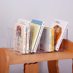 YAGELI Clear Acrylic Desk File Sorter Purse/Handbag Organizer Clutch Divider Mesh Folder Office Supplies Stand Bookshelf (3 Sections) (2Pack-4Sections)