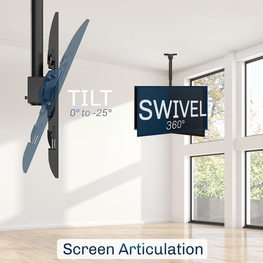 VIVO Black TV Ceiling Mount for 43 to 86 inch Screens, MOUNT-VC86-3 | Full Sw...
