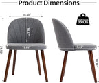 Fabric Dining Chairs Set of 2, Upholstered Mid Century Modern Dining Chairs, Armless Accent Chair with Walnut Wood Legs for Kitchen, Living Room, Dining Room, Grey