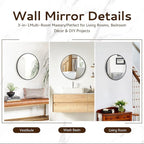 Circle Mirror 16 Inch Black Round Bathroom Mirror Round Bathroom Mirror Circle Mirrors for Wall Decor Frosted Metal Frame Anti-Rust Tempered Glass for Bedroom Living Room Decorative
