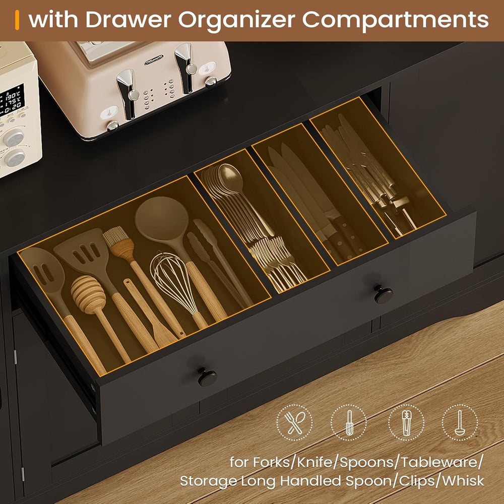 Brinlawb Buffet Cabinet with Storage & Charging Station, 53" Farmhou...