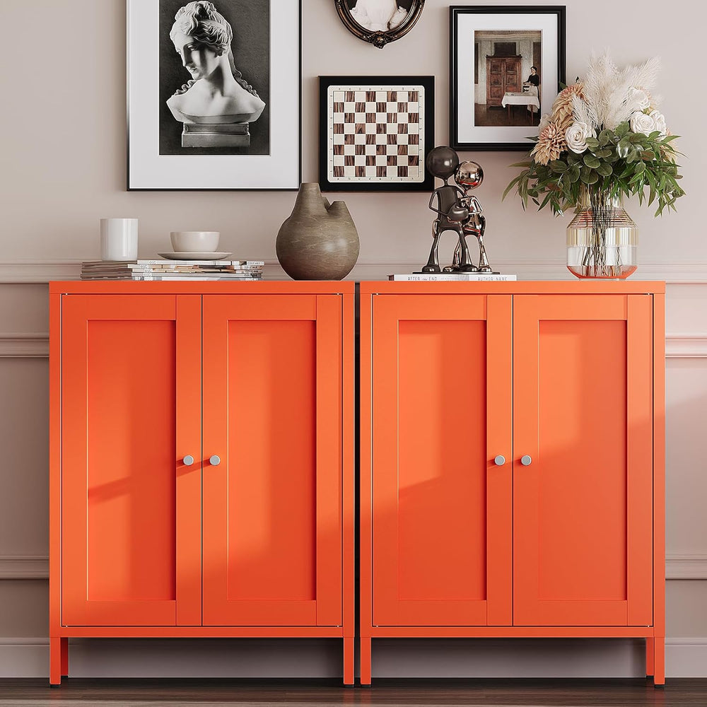 Metal Bathroom Storage Cabinet, Bathroom Floor Storage Cabinet with 2 Adjusta...