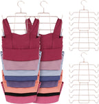 ZEDODIER 4 Pack Tank Top Hanger Space Saving, Bra Hangers for Closet Organizer, Hanging Bra Organizer Tank Tops Holder with 32 Hooks, Closet Organizers and Storage Small Space Solutions, Rose Gold