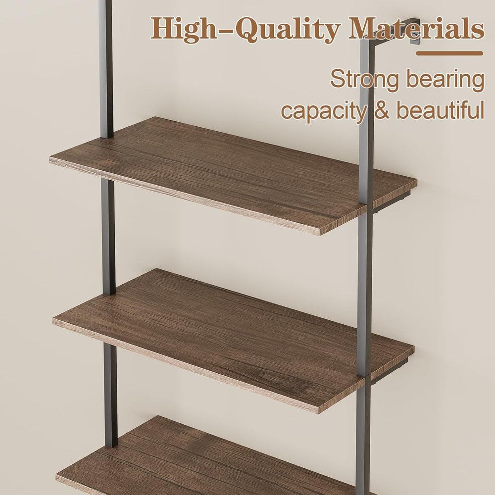 Wolawu Ladder Shelf Black 6 Tiers Modern Bookshelf Room Organizer Open Tall W...