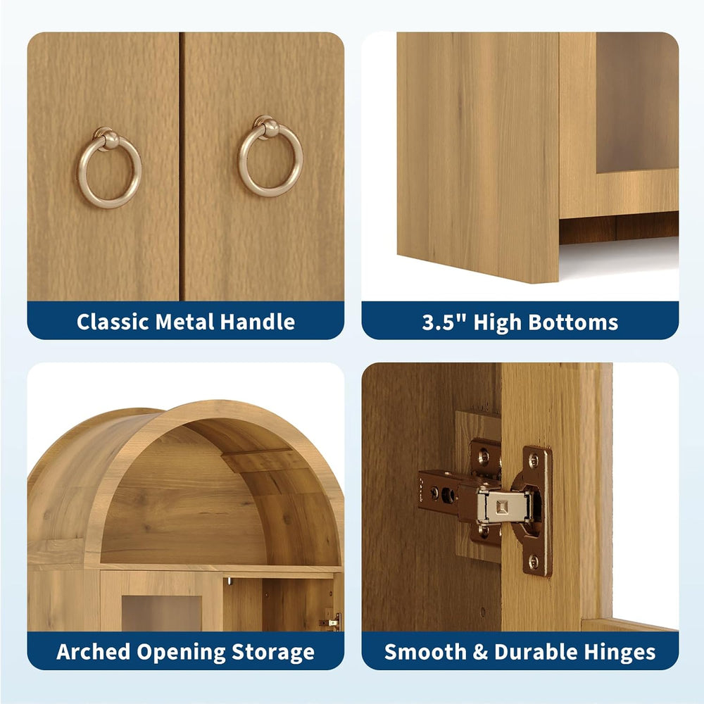 CuisinSmart 70" Tall Arched Storage Cabinet with 2 Acrylic Doors, Wooden...