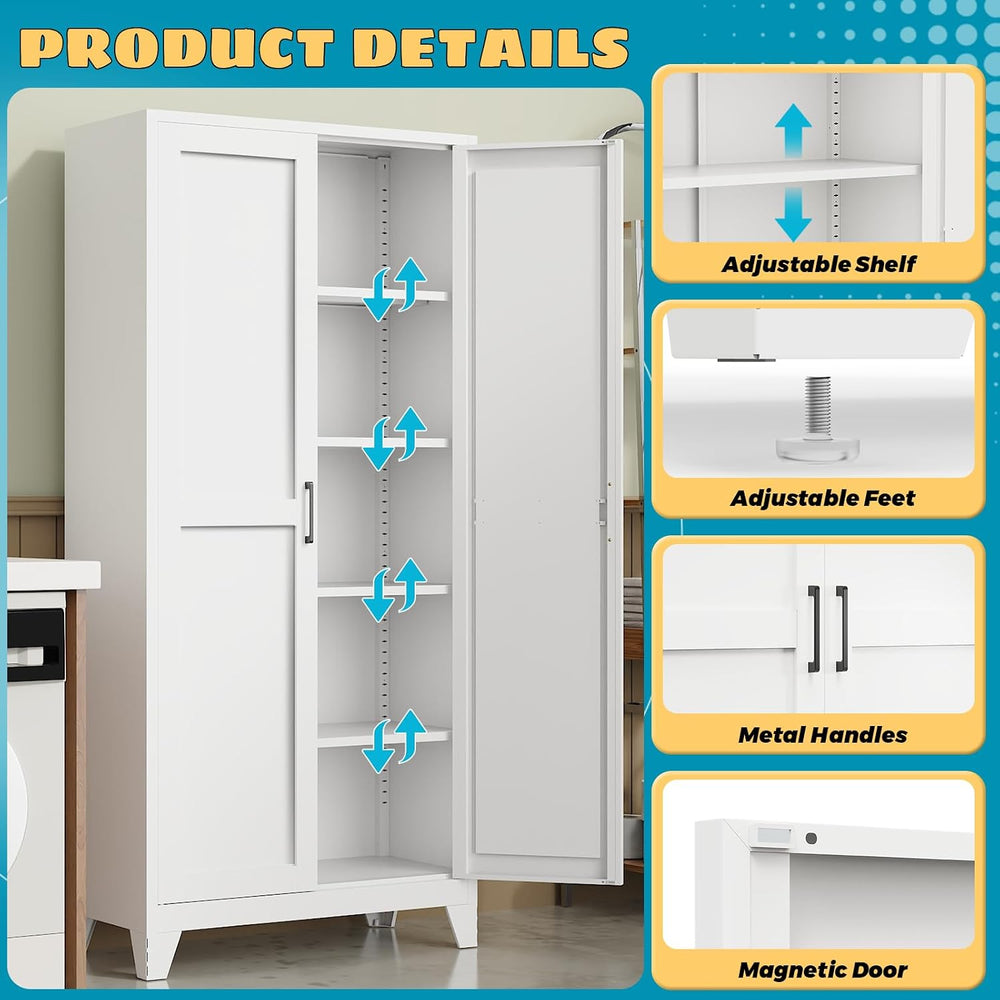 75" Pantry Cabinet,Kitchen Storage Cabinet with Adjustable Shelves | 100...