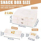 Stackable Snackle Box Container with 2 Lids, 14 Compartments - BPA-Free Snackle box Organizer, Dishwasher & Microwave Safe Reusable Snacklebox for Veggies, Fruits, Charcuterie, Snacks (White, 2 Pack)