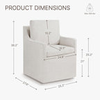 Upholstered Dining Chairs Set of 2, Modern Dining Room Chairs with Casters & Washable Cover, Rolling Accent Chair with Comfy Backrest for Kitchen, Farmhouse, Living Room, Cream Beige, 2 Box