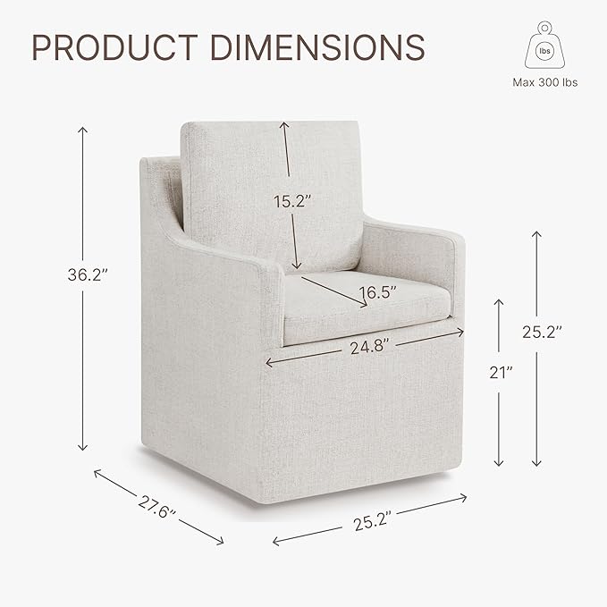 Upholstered Dining Chairs Set of 2, Washable Cover Modren Deskchair with 4 Ca...