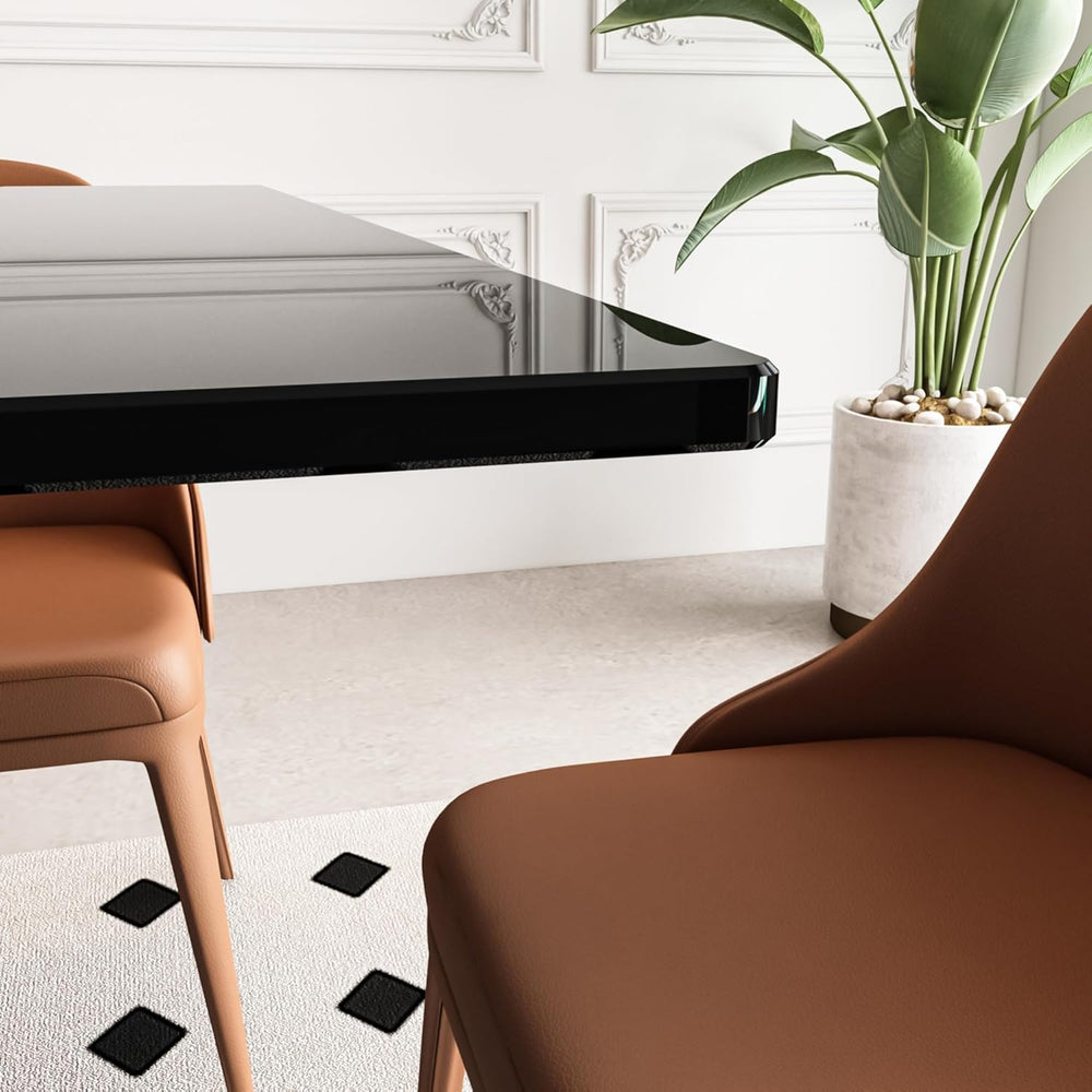 51.2" Glass Dining Table for 2-4 People, Modern Kitchen Table with Black...
