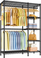 Ulif F2 Clothes Rack, 5 Tiers Heavy Duty Garment Rack for Bedroom, Freestanding Adjustable Closet Storage Organizer, 46.1" W x 15.4" D x 78.3" H, Load 630lbs, Upgraded Black