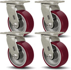 SY America 5" X 2" Casters Wheels,Heavy Duty Casters Set of 4，Polyurethane on Aluminum Wheels,4 Swivel Casters,4400 LBS Load Capacity