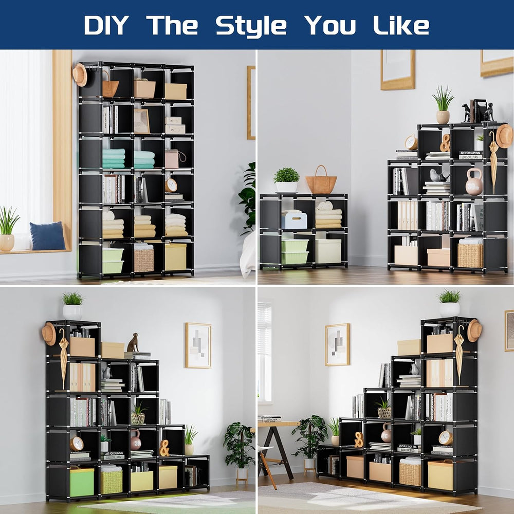 Mavivegue Book Shelf, 18 Cube Storage Organizer, DIY Bookcase, Metal Cube Boo...
