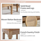 French Country Dining Chairs Set of 4, Caramel Kitchen & Dining Room Chairs Set of 4, Rattan Dining Chairs, Cane Back, Wood Legs, Sillas De Comedor (Rattan, Amber, 4Pcs)