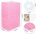 Inscraft 7 Tier Craft Storage Boxes with Compartments, 70 Adjustable Plastic Organiser Storage Boxes for Crafts, Beads, Screw, Washi Tap, Stackable Storage Sorting Box for Toys, Crafts, Art Supplies
