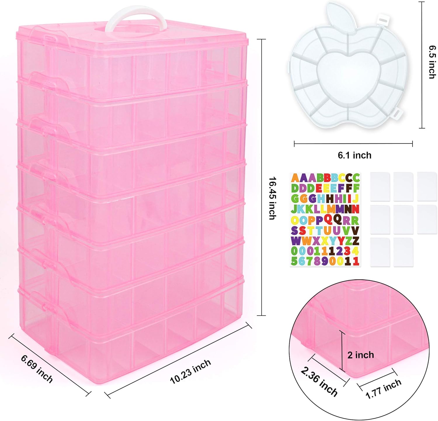 Inscraft 7 Tier Craft Storage Boxes with Compartments, 70 Adjustable Plastic Organiser Storage Boxes for Crafts, Beads, Screw, Washi Tap, Stackable Storage Sorting Box for Toys, Crafts, Art Supplies