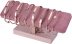 Wooden Watches Display Tower Base Watch Neck Bracelet Organizer Rack Bangle Scrunchie Headband Showcase Tower Pink Suede