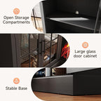 98" Farmhouse TV Stand with 36" Fireplace for Living Room,Media Entertainment Center with Adjustable Shelves and Large Storage Cabinets, TVs up to 100", Black