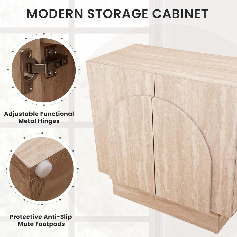 Buffet Cabinet with Storage, 31.5” Modern Sideboard Cabinet with Arched Doors...
