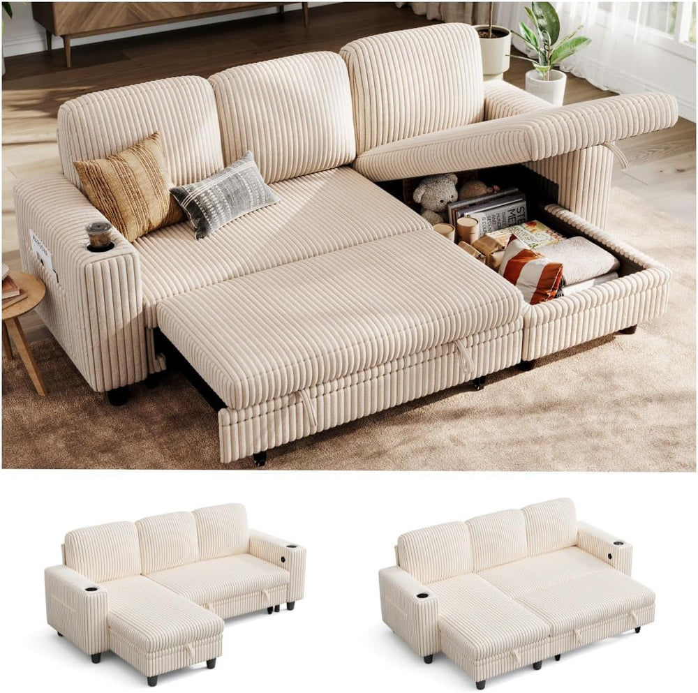 LINSY HOME Sectional Couches for Living Room, 81" L Shape 3 Seats, Beige...