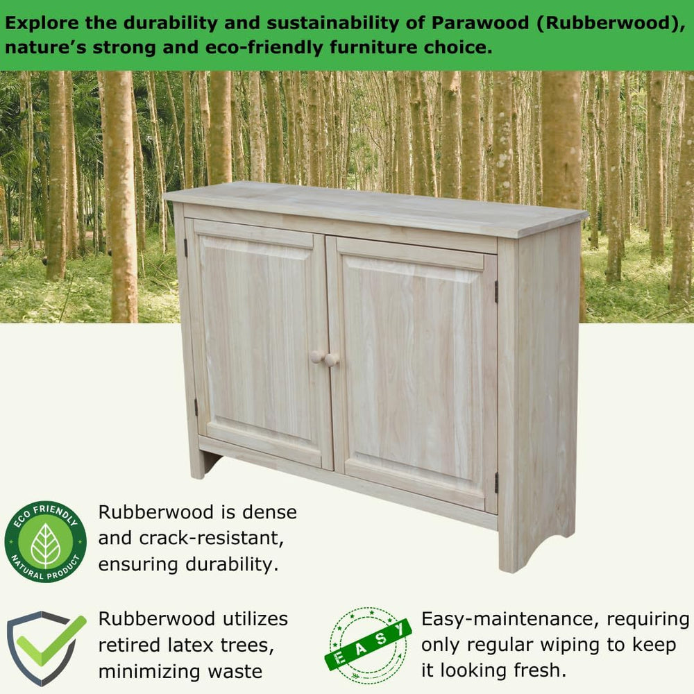 Solid Wood Hall Cupboard - 34" H, Unfinished