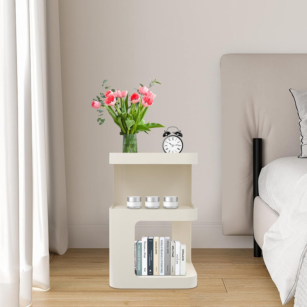 Modern Side Table for Couch, End Tables for Small Spaces, Metal nightstand, A...
