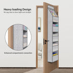 Univivi 6-Shelf Over Door Hanging Organizer Fabric Baby Door Storage with 5 Large Pockets and 3 Small PVC Pockets Wall Mount Hanging Storage Organizers for Baby Essential (Grey Pattern)