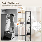 HOOBRO Bookshelf, 3-Tier Industrial Bookcase, Book Shelf Storage Organizer, Small Bookshelf with Metal Frame for Living Room, Bedroom, Home Office, Kitchen, Greige and Black BG71SJ01