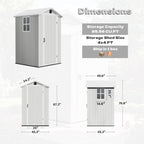 Devoko 4x4 FT Outdoor Shed, Compact & Secure Plastic Resin Storage with Lockable Door, Features Built-in Floor & Window for All-Weather Garden, Patio, and Poolside Organization, Light Gray