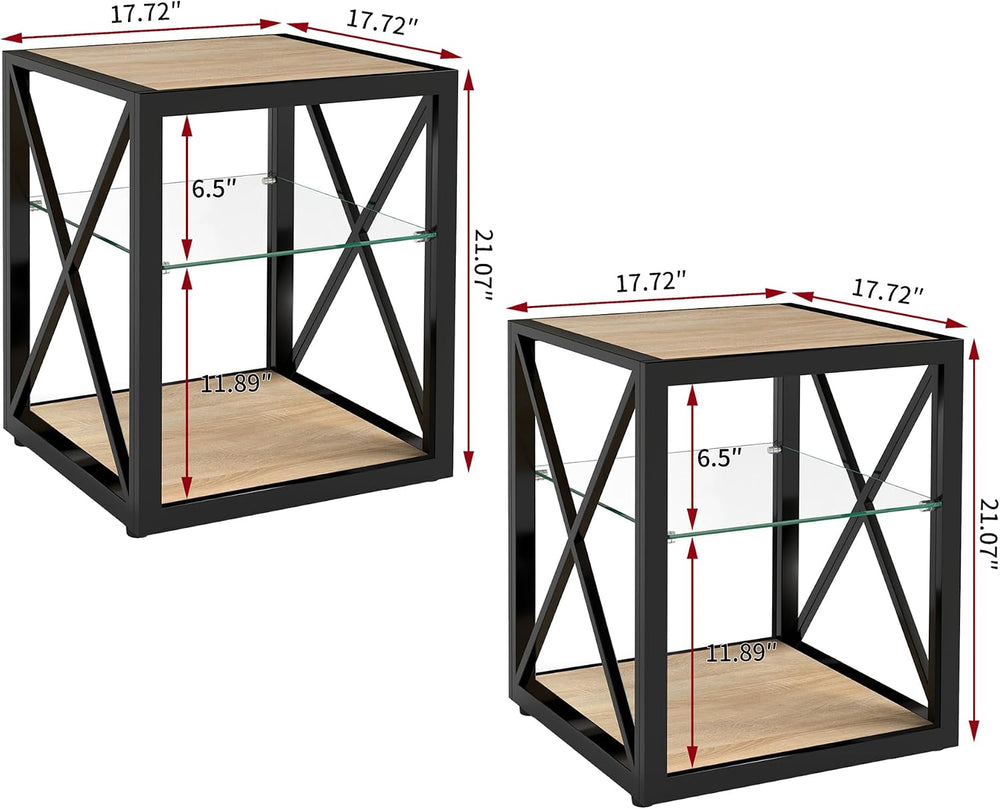 Modern End Table Set of 2 for Living Room 17.7" Bedroom Nightstand, Temp...
