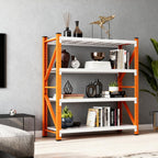 79" H Garage Shelving,3500LBS Heavy Duty Storage Rack,4 Tiers Metal Storage Rack Shelf, Adjustable Shelving Unit for Garage,Kitchen,Warehouse,Basement,78.7" H x 59" W x 19.6" D,Orange&White