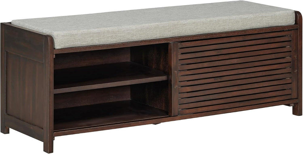 Merax Multipurpose Entryway Storage Bench with Shutter Doors, 43.3" Wood...